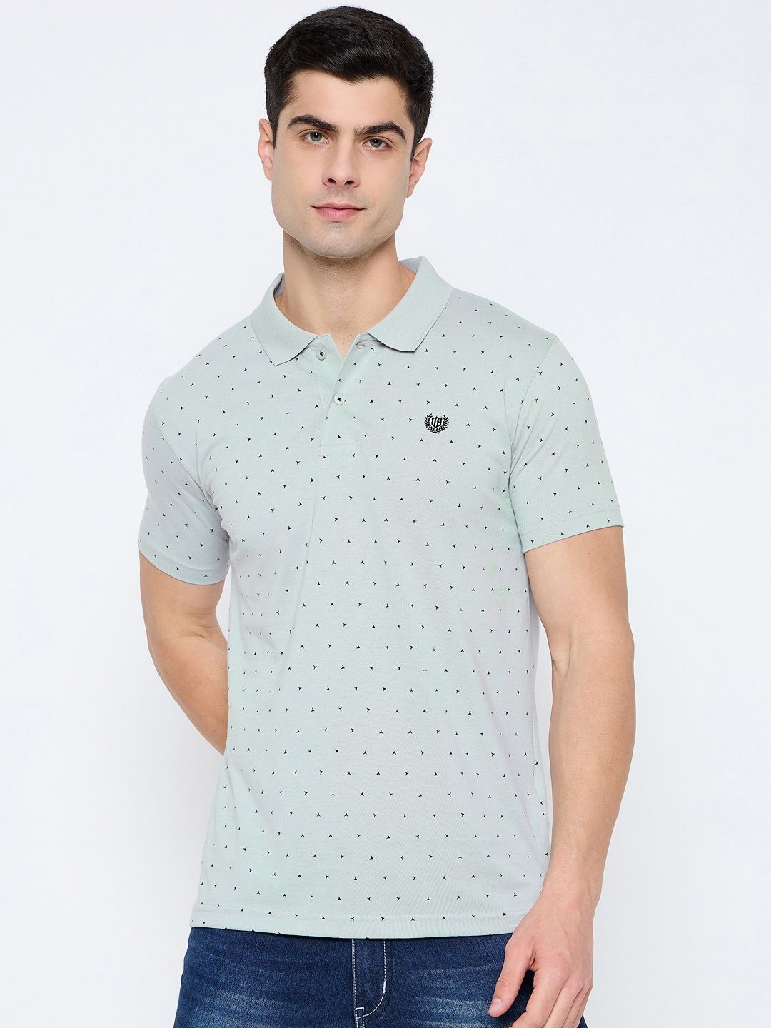 Duke Geometric Printed Polo Collar Cotton Slim Fit T-shirt
