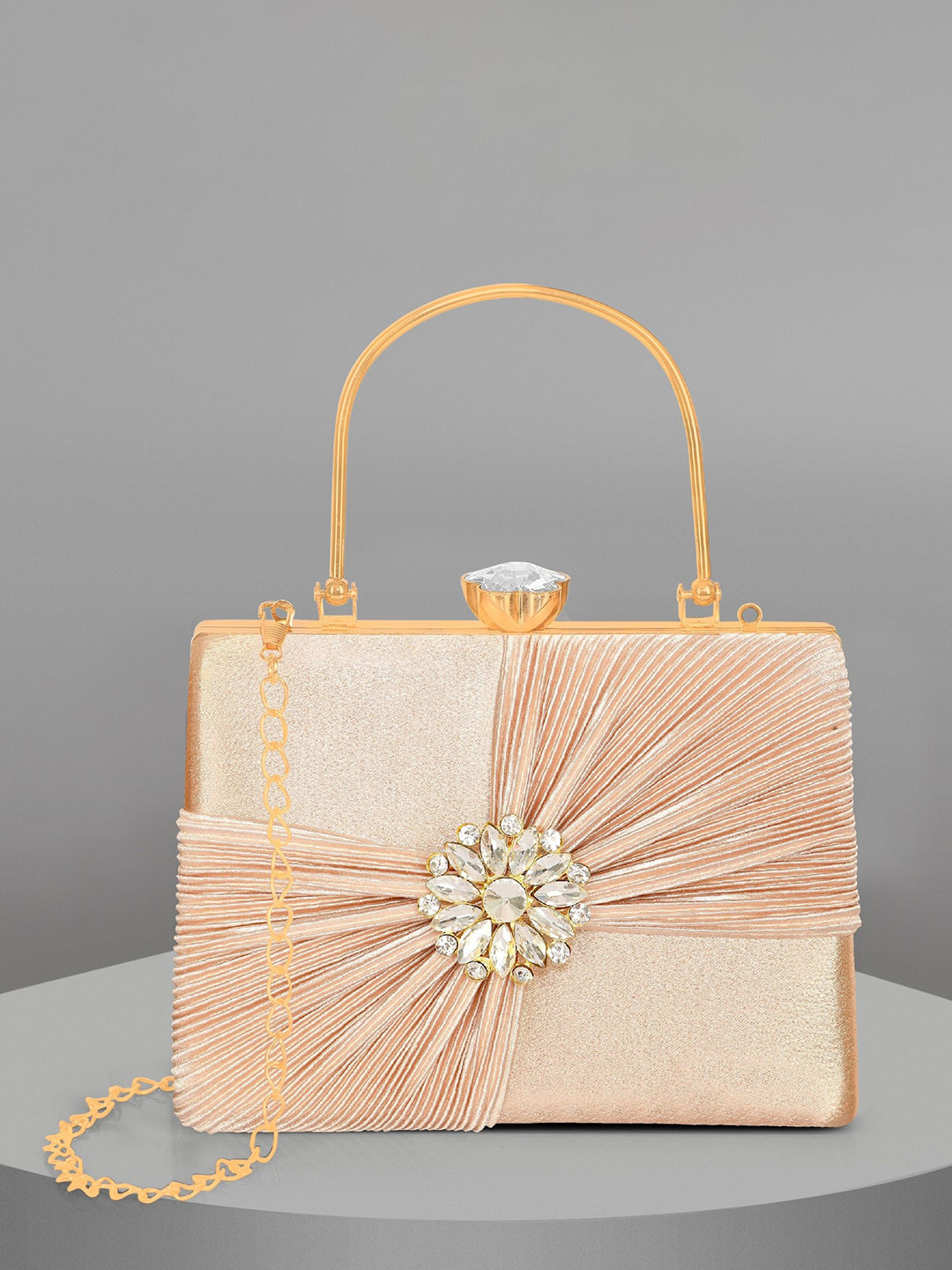 MISHA Women Crystal Radiance Embellished Box Clutch