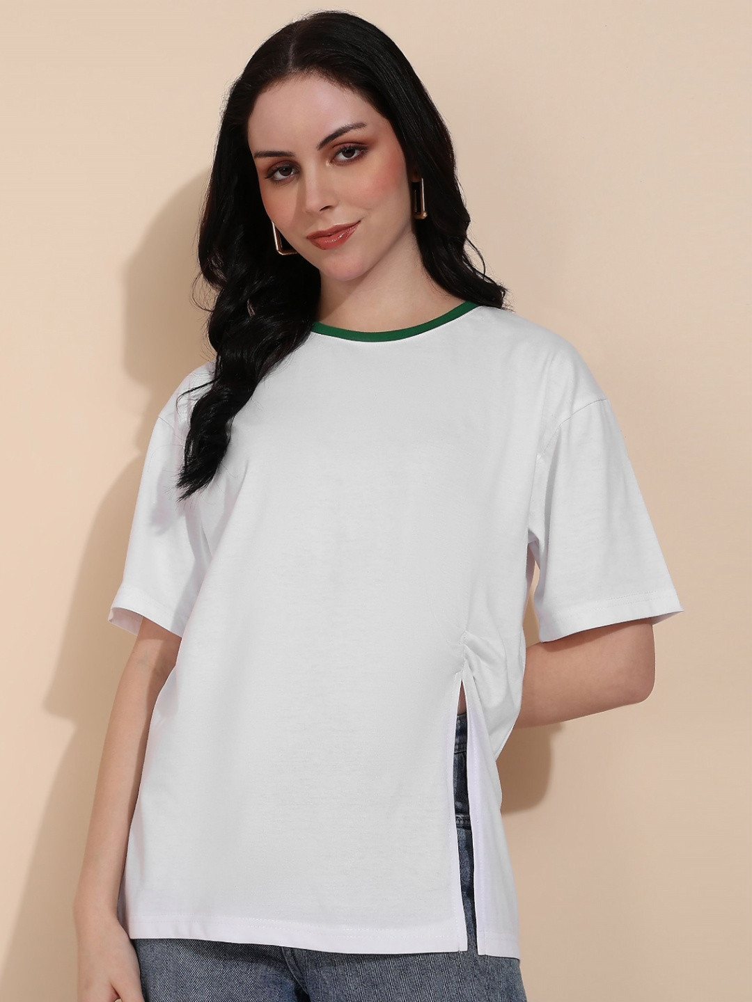 Adyavastram Seltos Drop-Shoulder Sleeves Cotton Oversized T-shirt