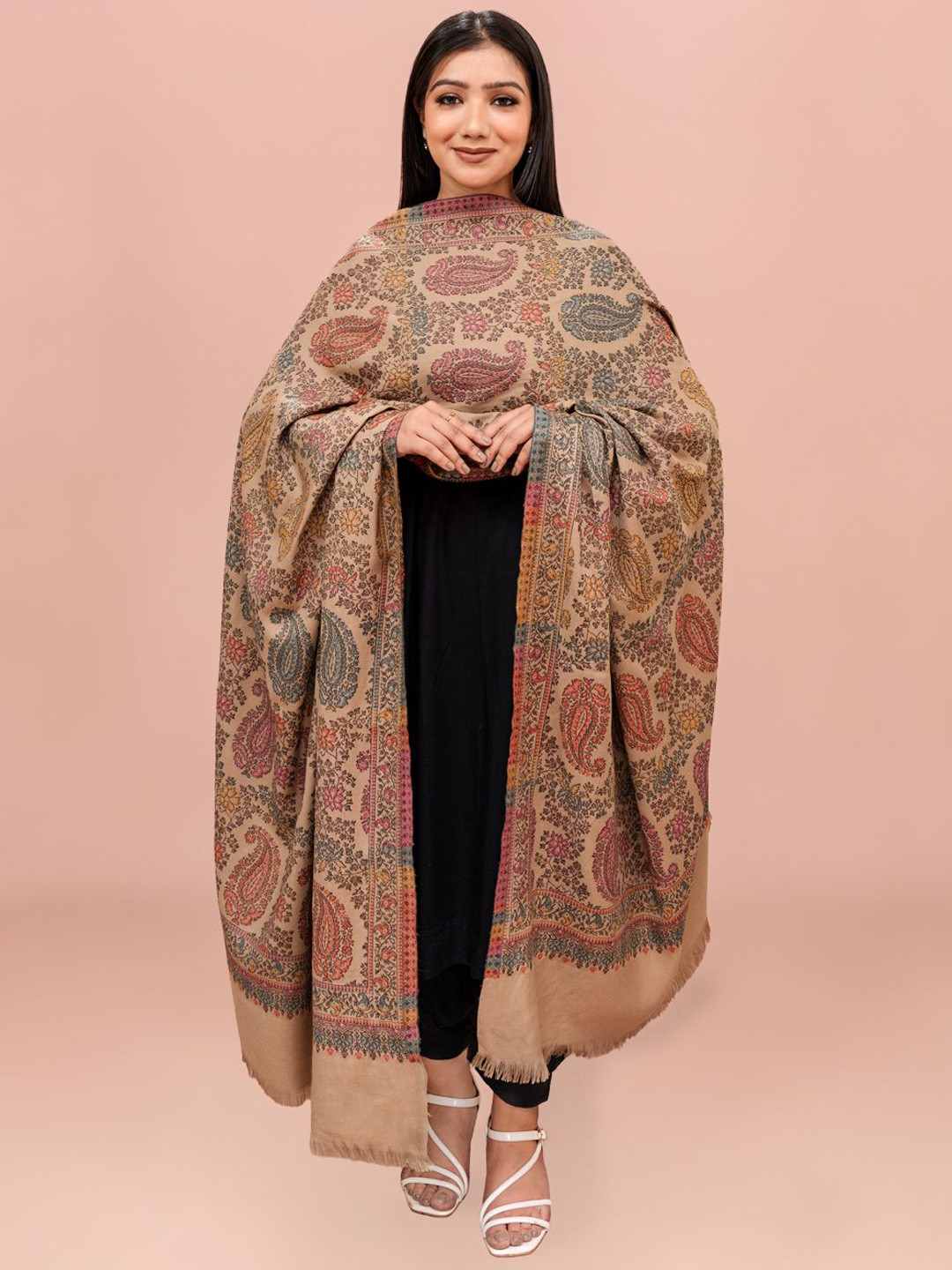 Kala Maison Women Paisley Woven Design Kaani Woollen Shawl