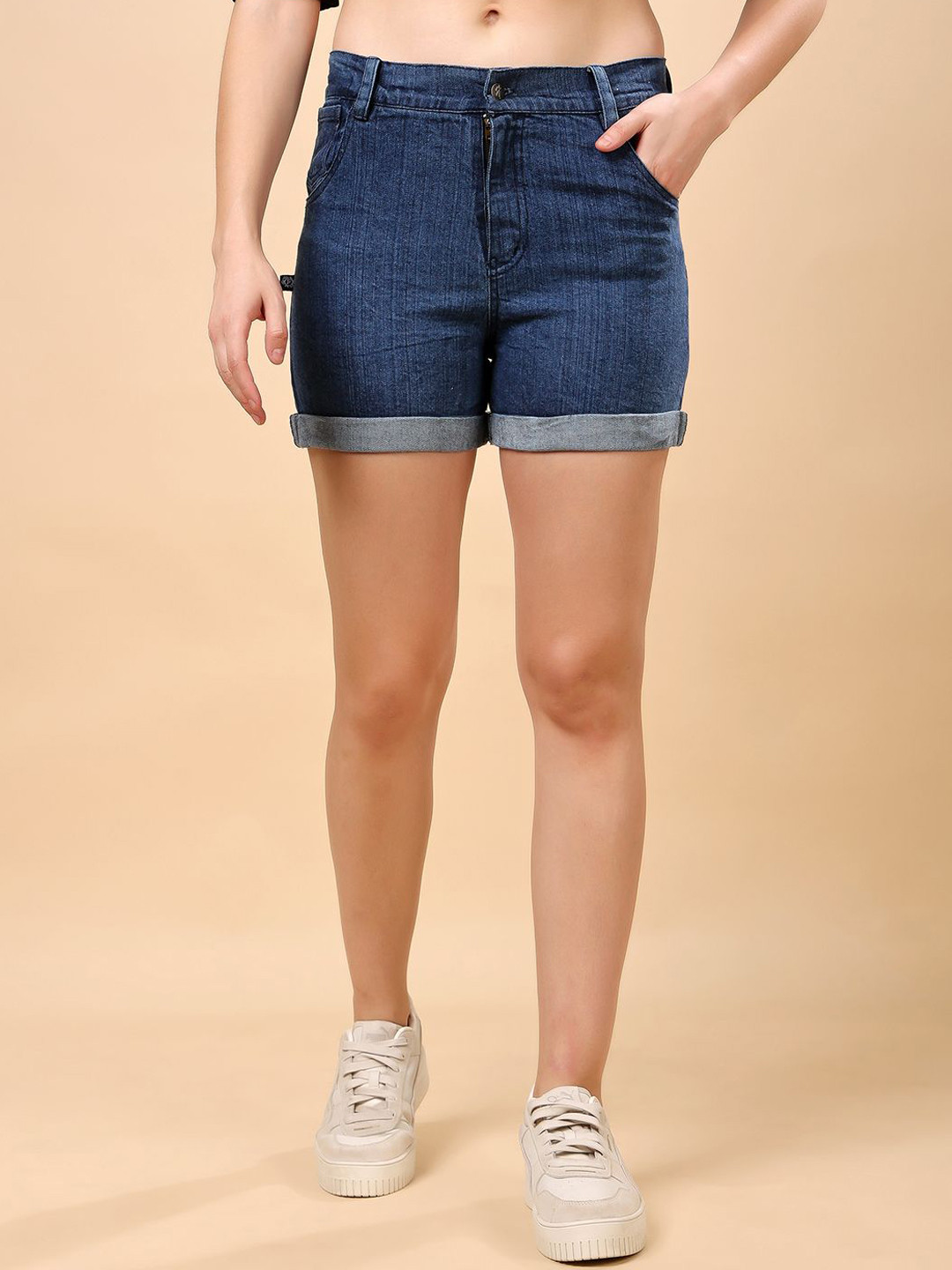 RANGRIWAZ Women Cycling Relaxed Fit Denim Shorts