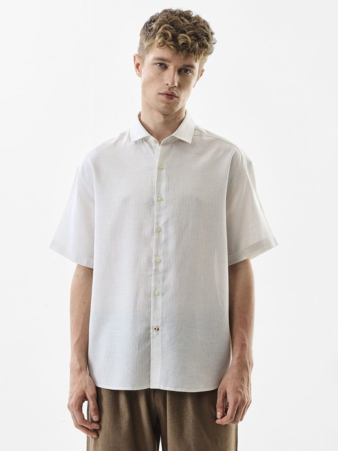 Snitch Oversized Fit Striped Shirt