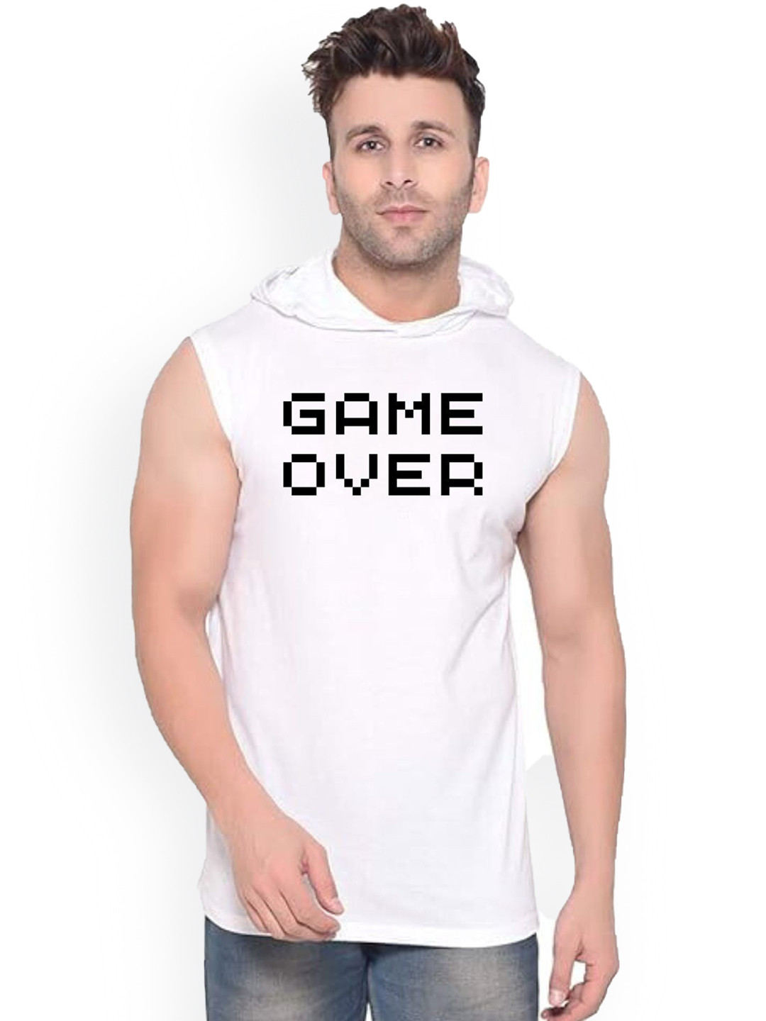 Fashnobic Game Over Printed Gym Vest K__print-140_gym_vest_white