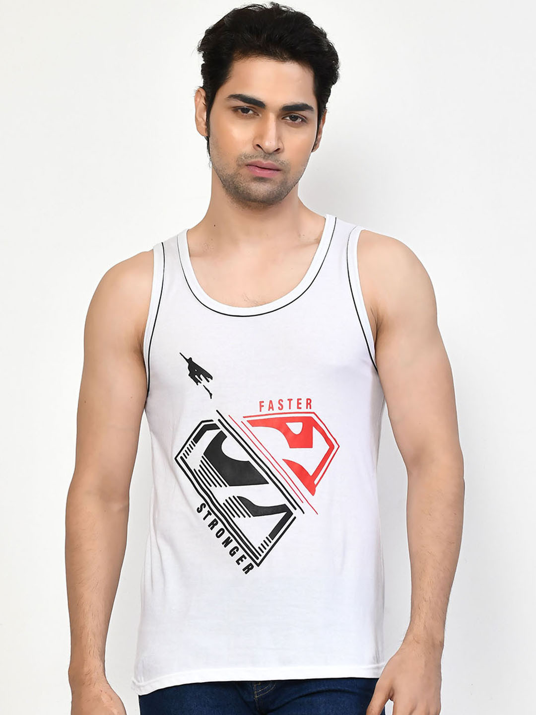 RAPL Cotton Printed Casual Vests Printed_Sando_White_S