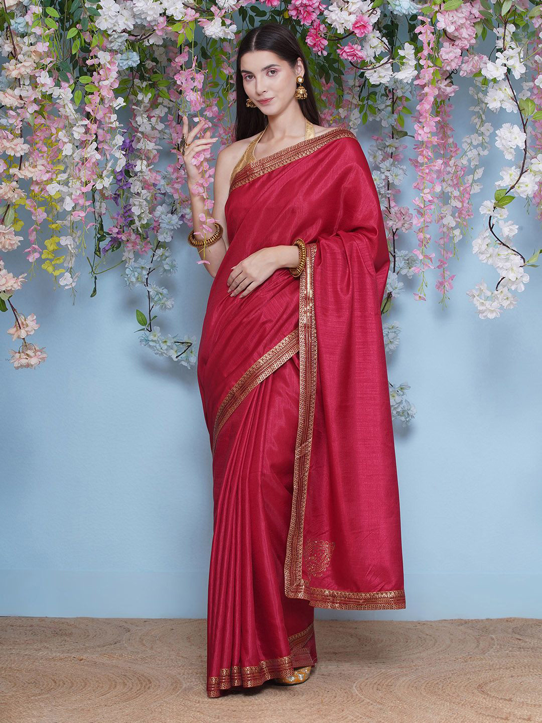 LABEL KASHI Zari Saree With Blouse Piece