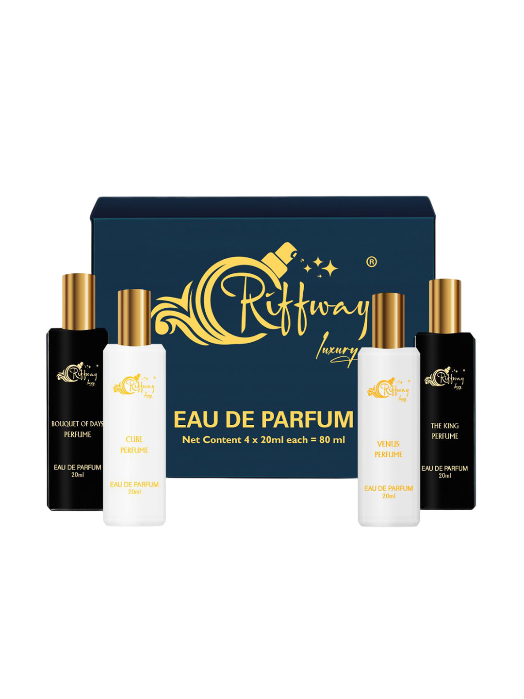 riffway Set Of 4 Bouquet Of Days- Cube- The King- Venus Eau De Parfum- 20 ml Each