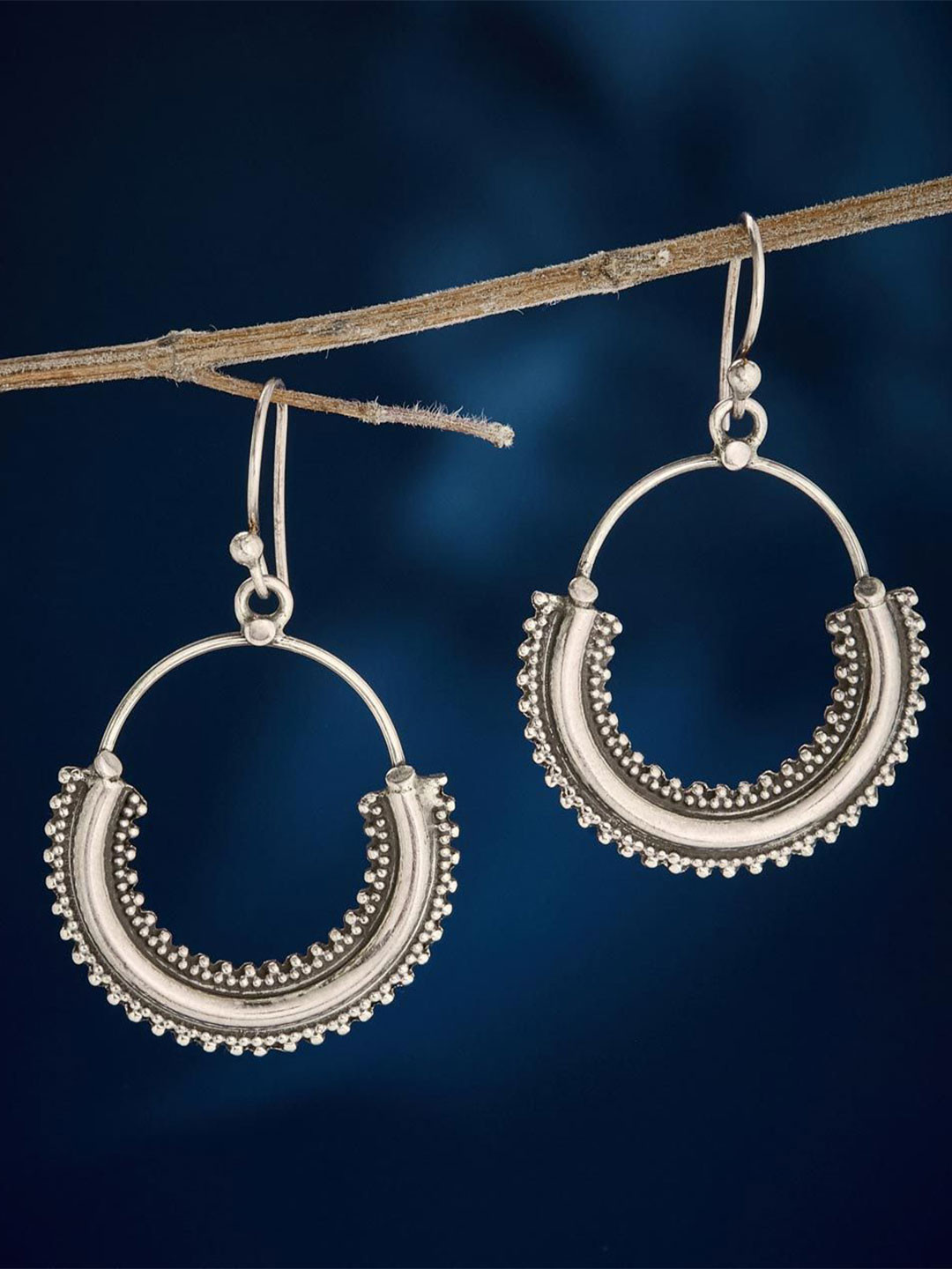 Fabindia Silver Crescent Shaped Chandbalis Earrings