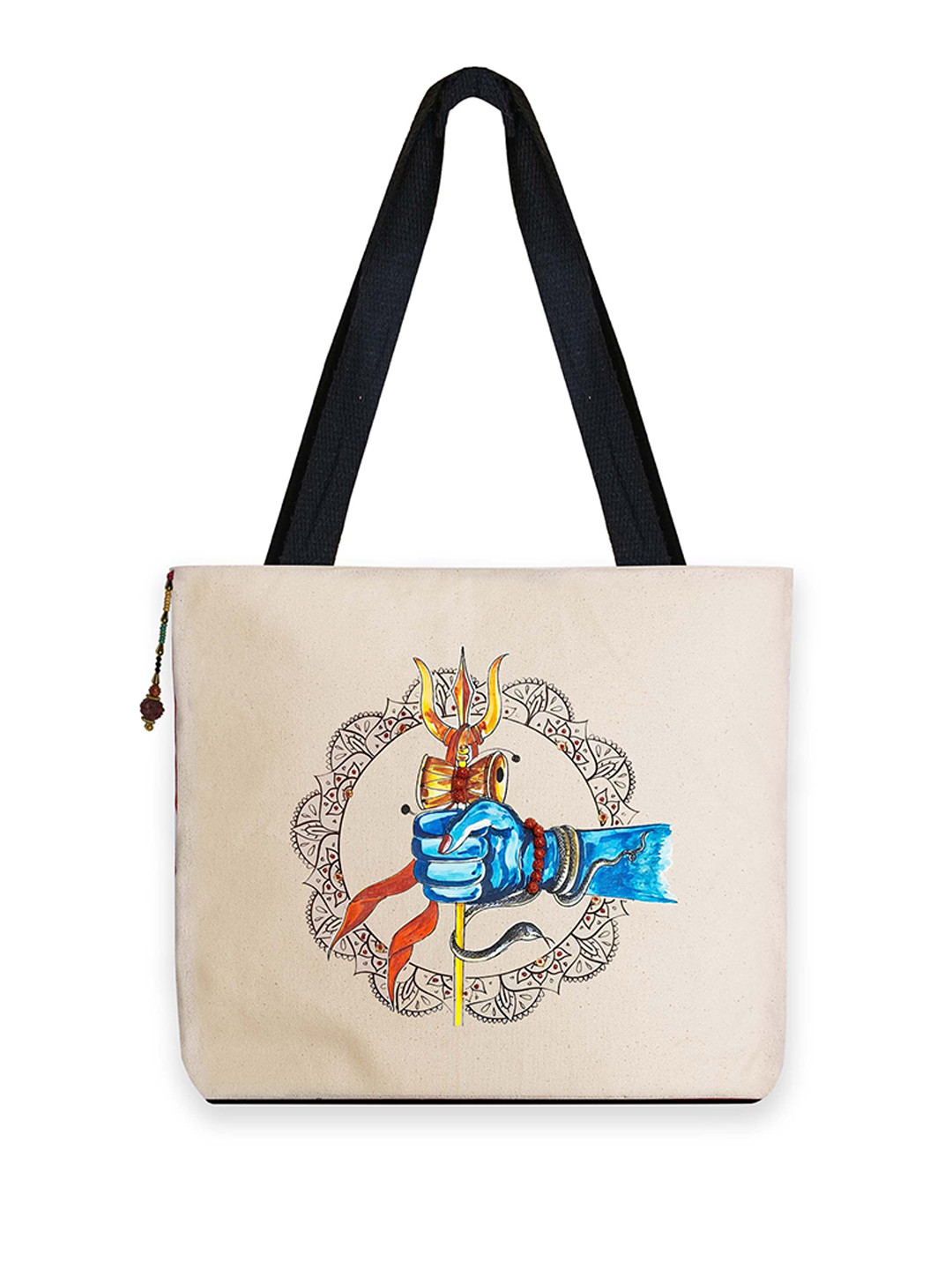 The Purani Jeans Shiv Trishul Printed Oversized Structured Canvas Tote Bag