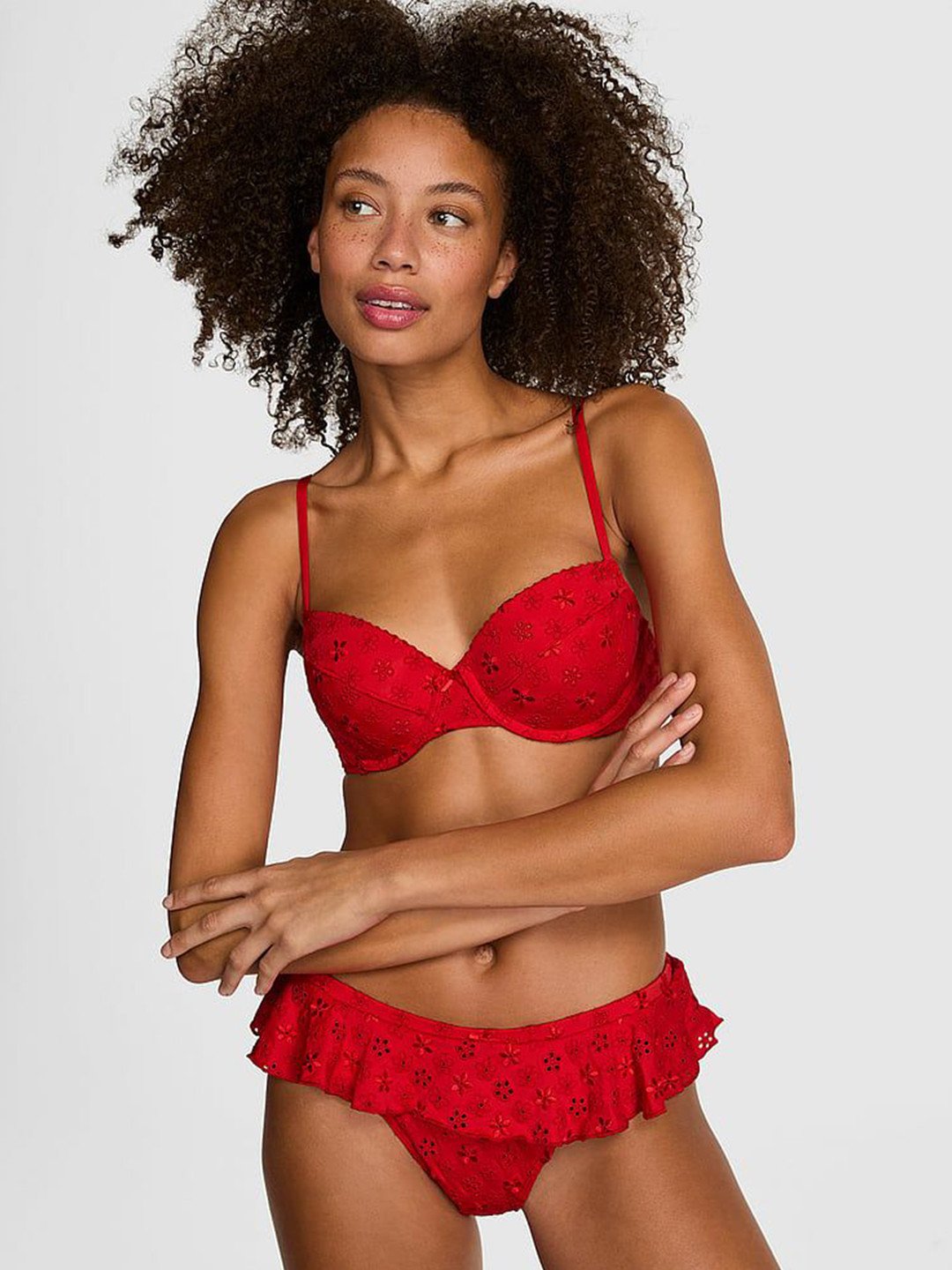 Victoria's Secret PINK Embroidered Push-Up Eyelet Bikini Top