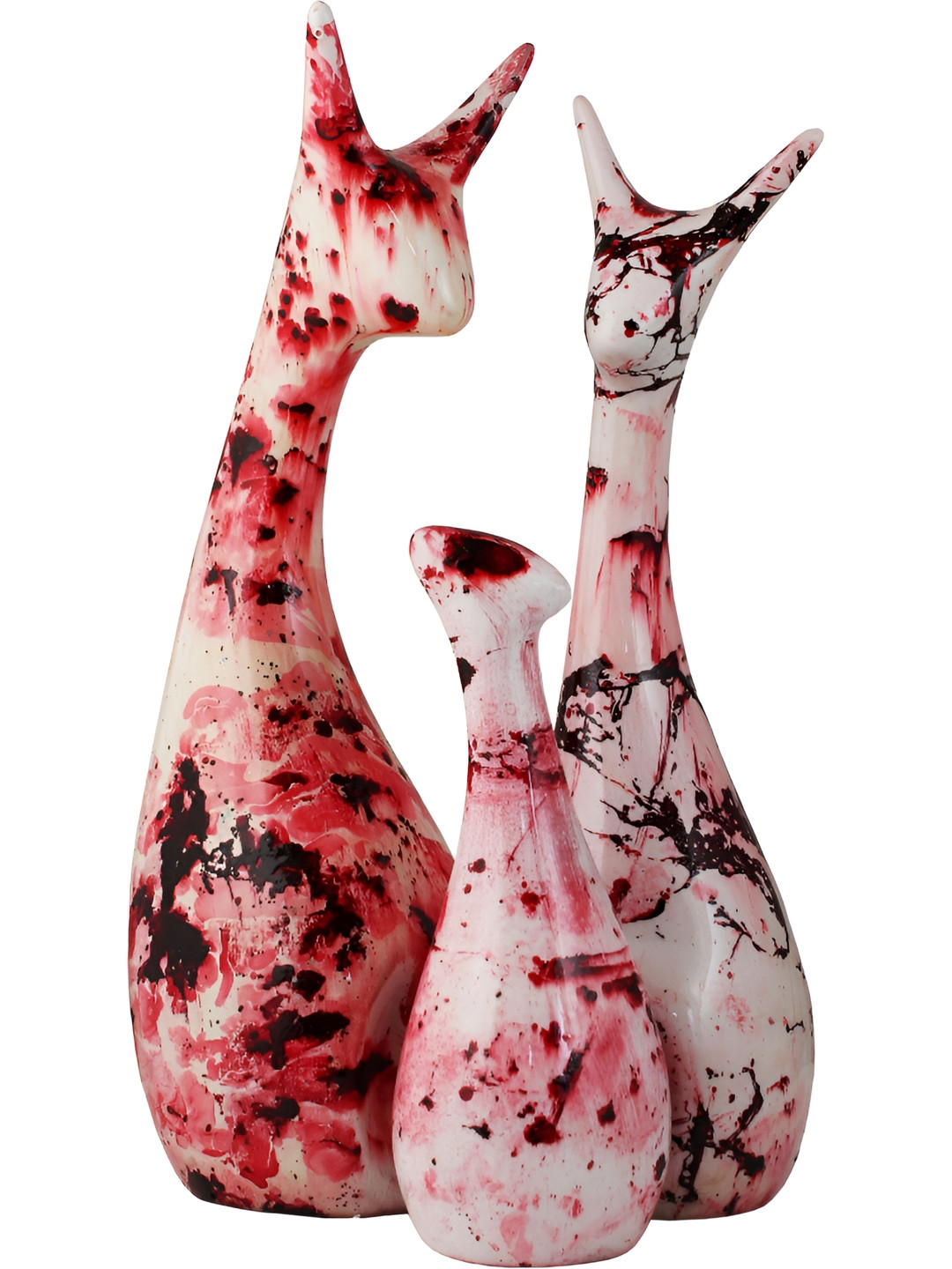 Aura Electroplating Cat Pink Polyresin Matte Living Room Set of 3 Large Showpieces - 10.2 Inches