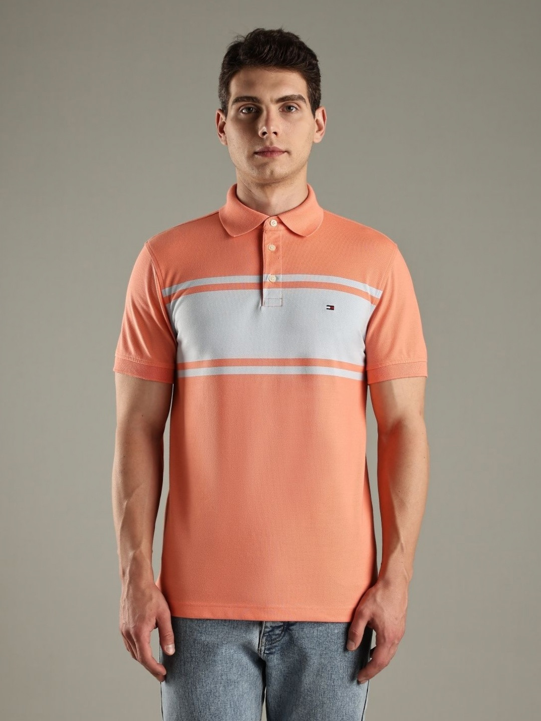 Tommy Hilfiger Slim-Fit Striped Polo Collar Cotton T-shirt