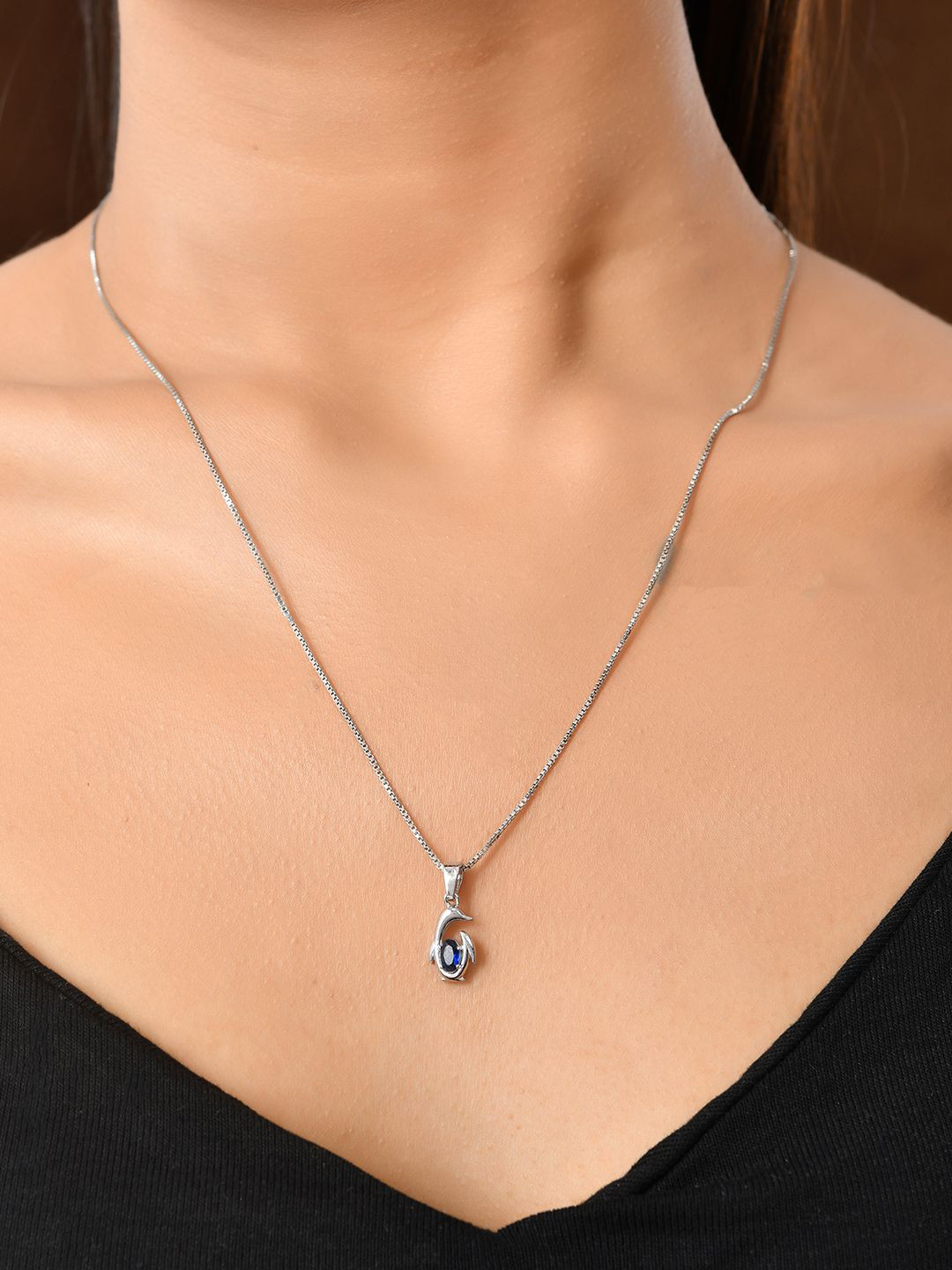 Studio Voylla Rhodium-Plated 925 Sterling Silver Animal Shaped Pendant with Chain