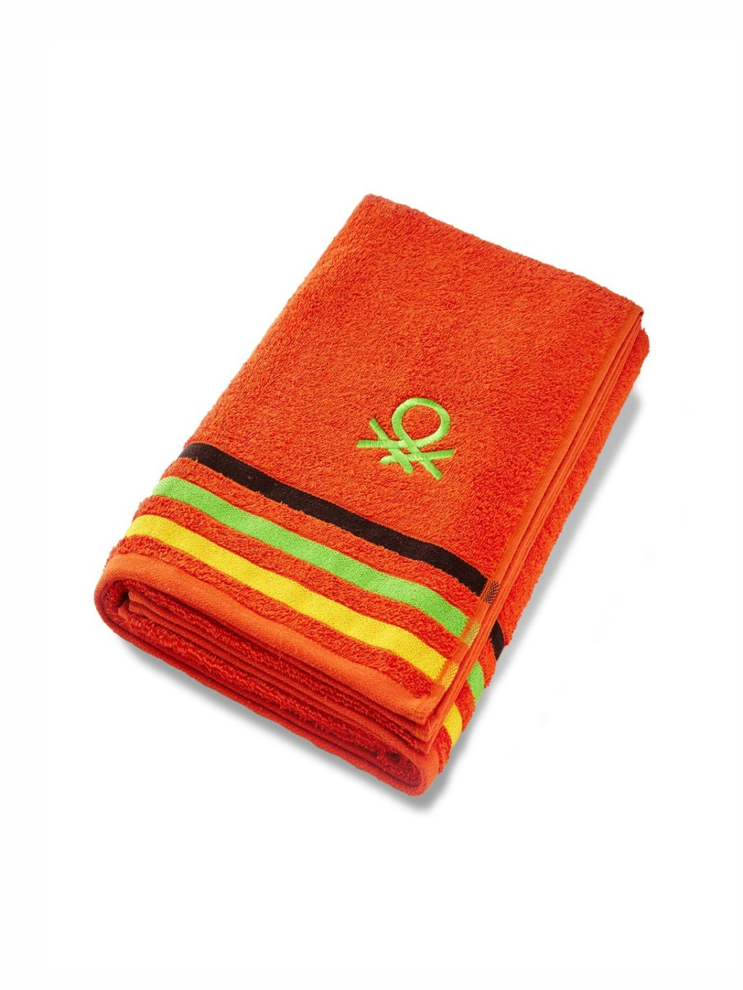 United Colors of Benetton Orange & Black 6 Pieces Striped Cotton 450 GSM Towel Set