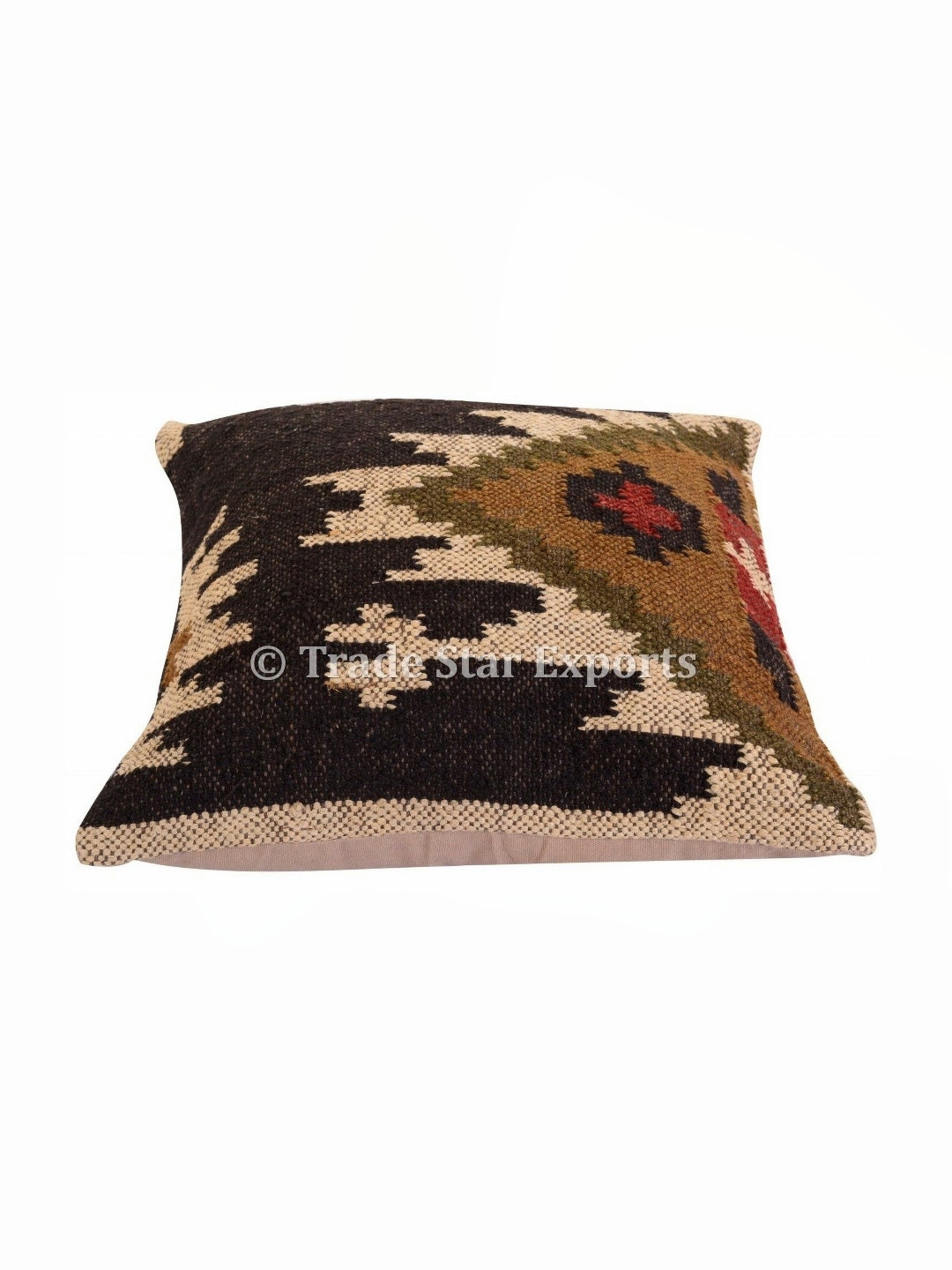 Trade Star Black & Beige 1 Piece Handmade Jute Cotton Square Pillow Covers