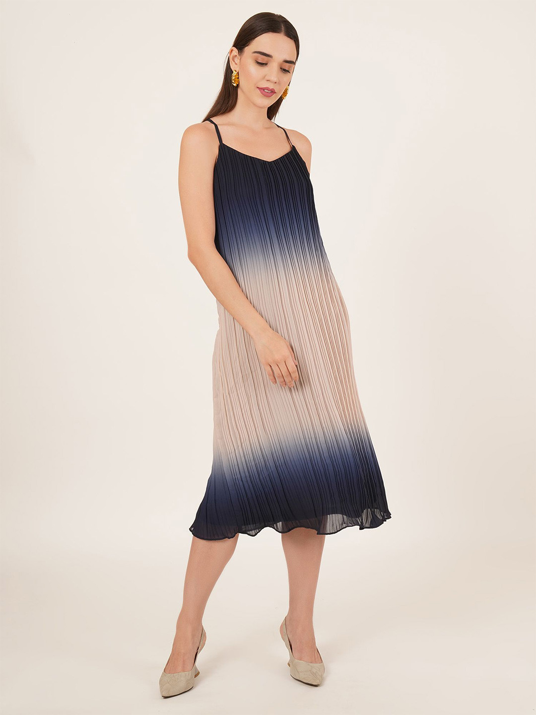 IX IMPRESSION Dyed Peplum Midi Dress