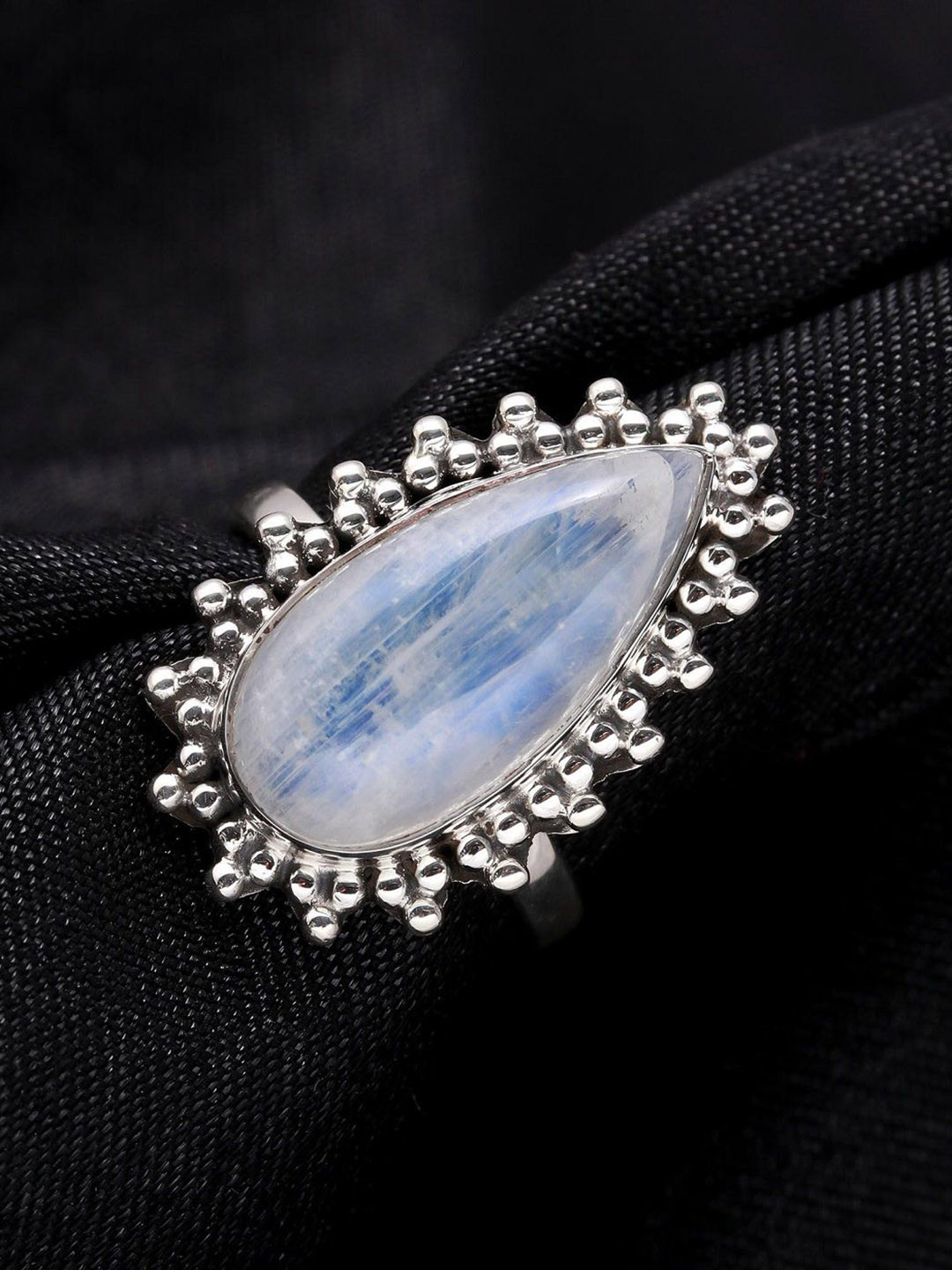 ORO ALMA Celestial Glow Rainbow Moonstone Silver Ring