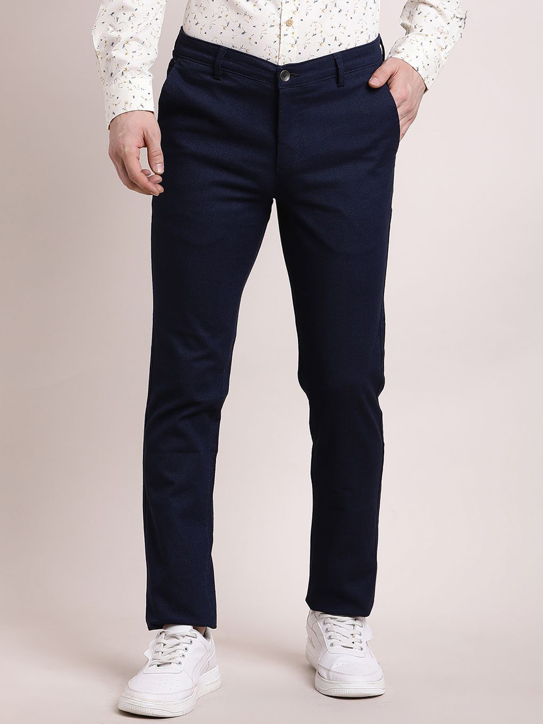 Turtle Men Relaxed Slim Fit Chinos Flat Front Trousers