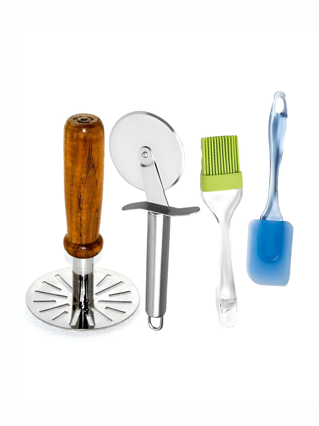 DeoDap 4-Piece Kitchen Tool Set with Masher & Pizza Cutter