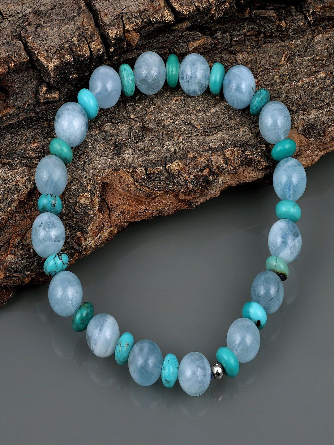 Nirvana Unisex Sterling Silver Aquamarine Rhodium-Plated Wraparound Bracelet