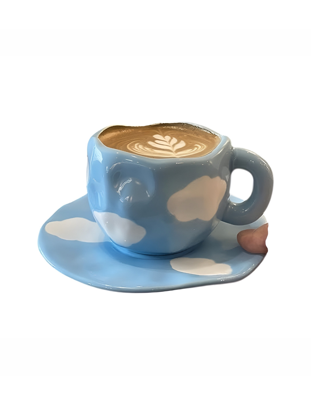 Dainty Little Shop Blue & White Cloud Design Ceramic Mug & Saucer Set