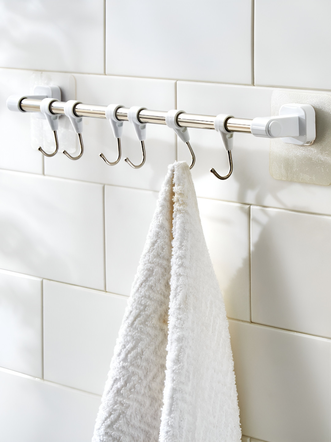 Home Centre Orion Medallion Adhesive Towel Bar with Hooks