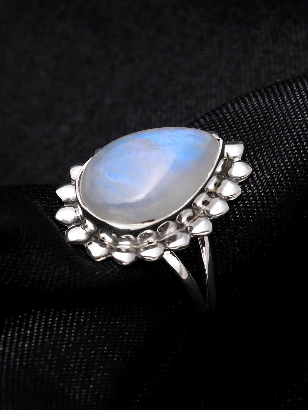 ORO ALMA Ethereal Glow Rainbow Moonstone Silver Ring