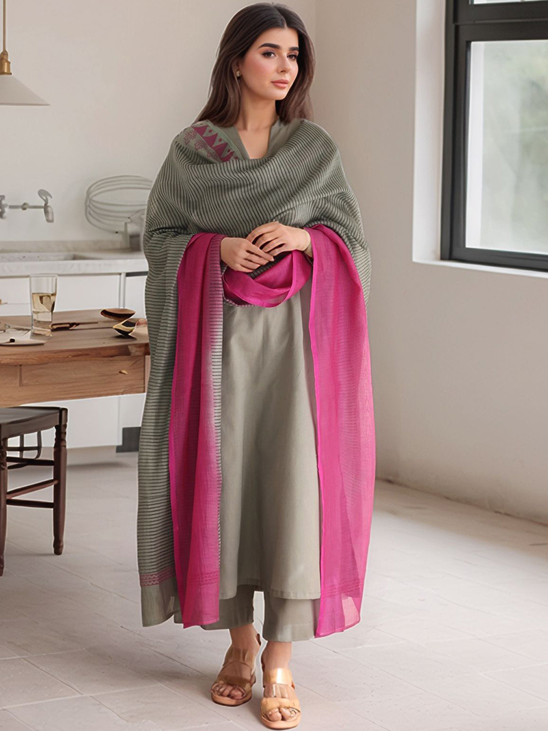 Anni Designer Shirt Collar Kurta with Palazzos & With Dupatta