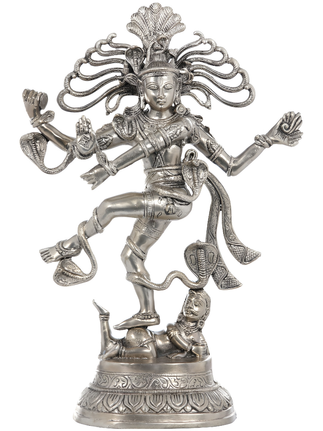 Exotic India Silver-Toned Religious Lord Shiva Nataraja Idol Showpiece