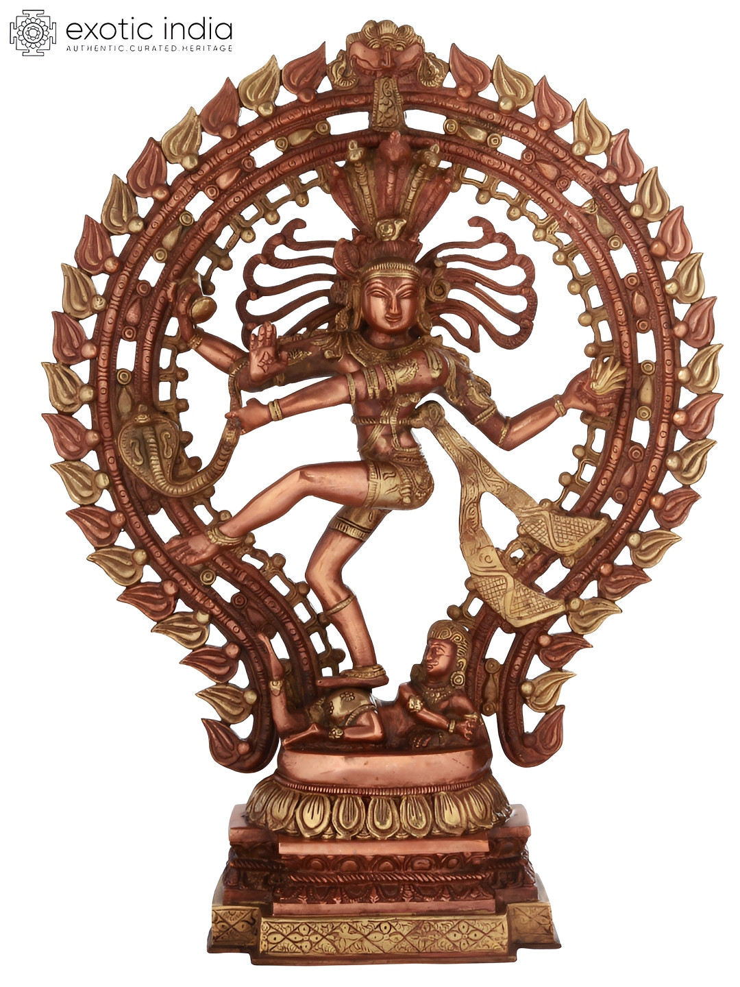 Exotic India Gold-Toned & Copper-Toned Religious Lord Shiva as Nataraja Idol Showpiece