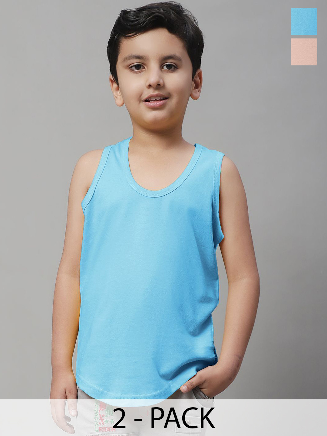 Friskers Boys Pack Of 2 Cotton Basic Vests 070525KDC-20-32