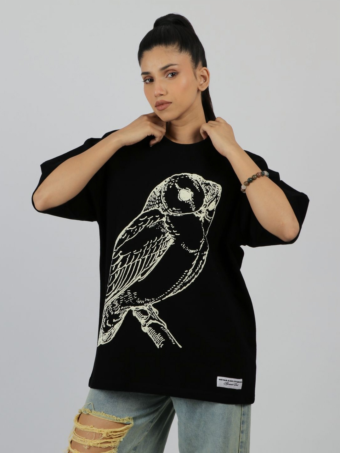 No Nazar Printed Oversized Cotton T-shirt