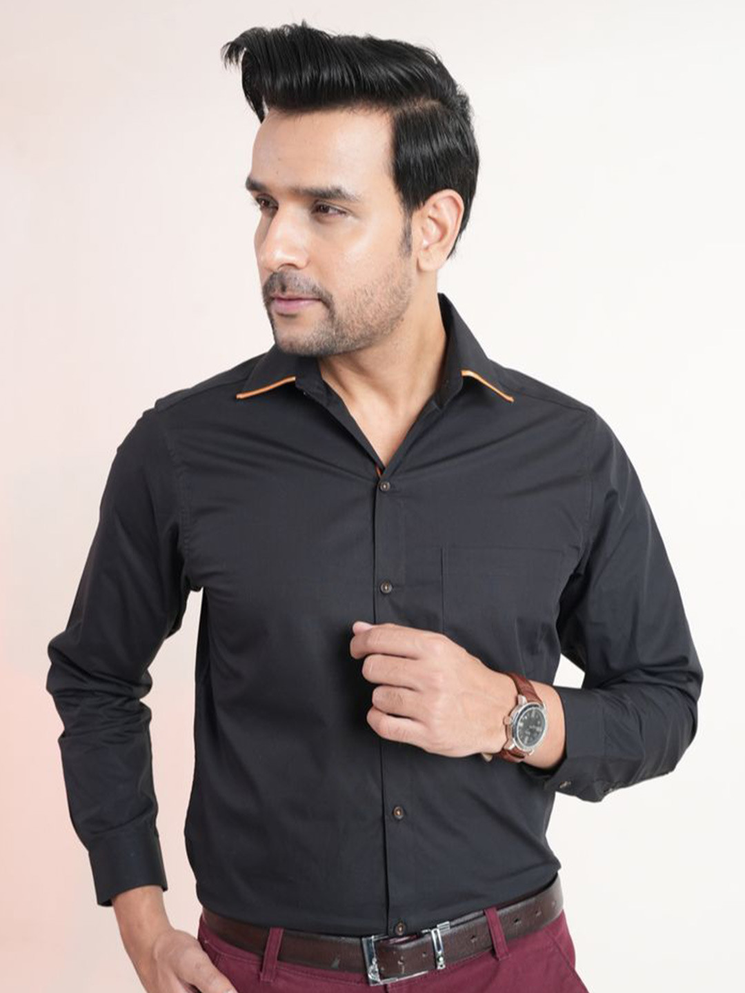 Style Matters Spread Collar Long Sleeves Formal Cotton Shirt