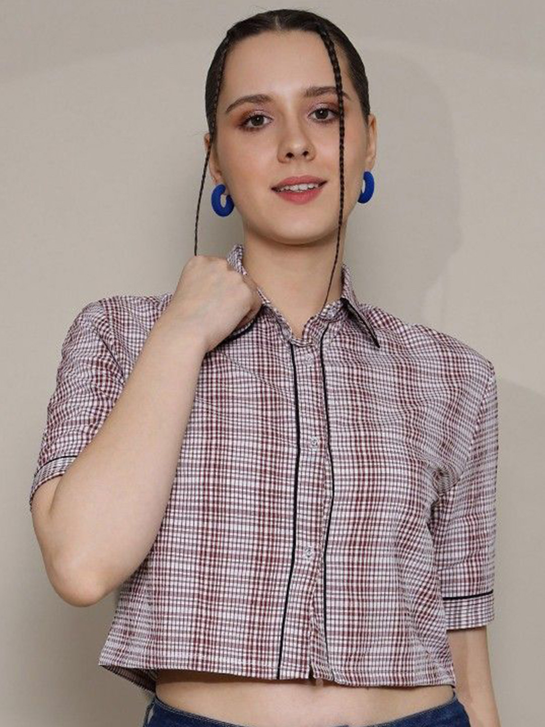DressBerry Classic Regular Fit Micro Checked Opaque Casual Shirt