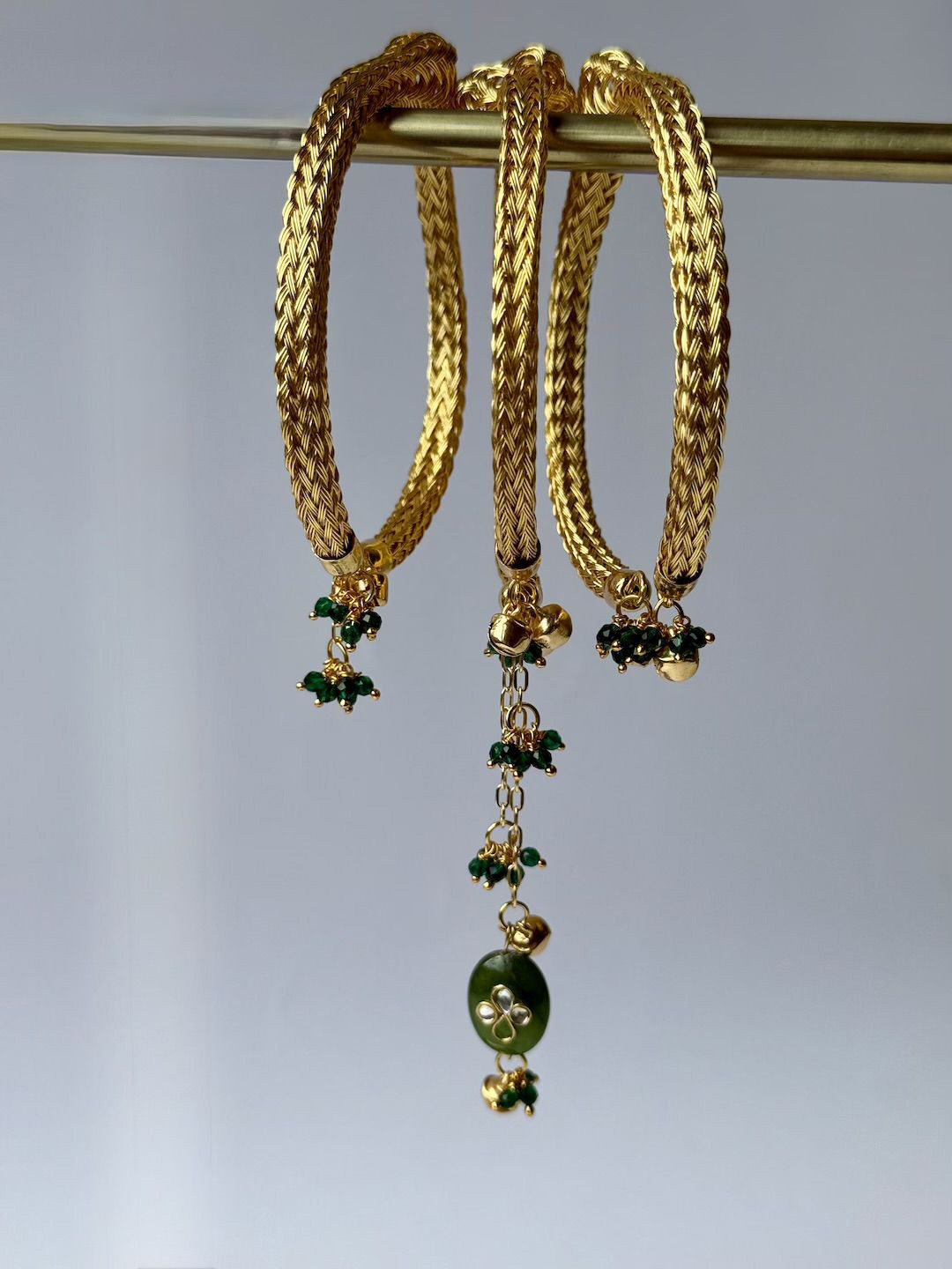 D MAK Set Of 4 Gold-Plated Beaded Bangles