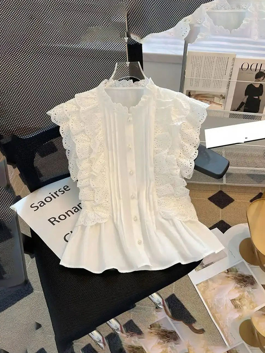 Miss Mosa By Akanksha  Cotton Alma Statement Summer Ruffled Top