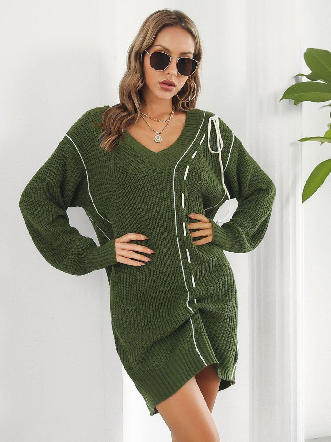 DressBerry V-Neck Sweater Dress