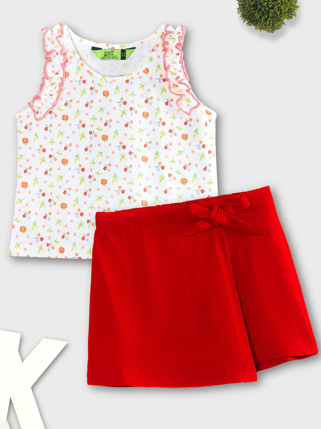 Tiara Girls Sleevelees Snug Top with Tie-Up Skirt