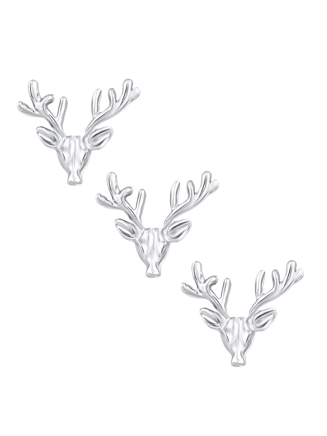 Mahi Set of 3 Deer-Face Shaped Wedding Brooch  Lapel Pin  Collor Pin