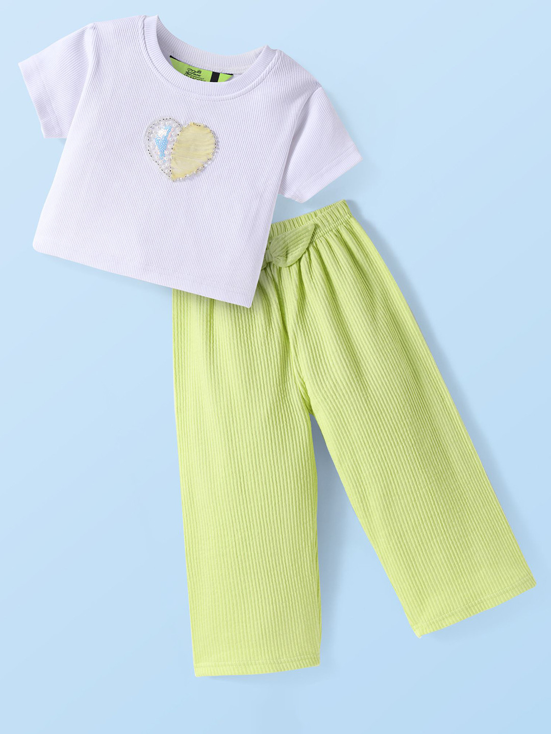 Tiara Girls Crop Top with Embellished Spandex Palazzos