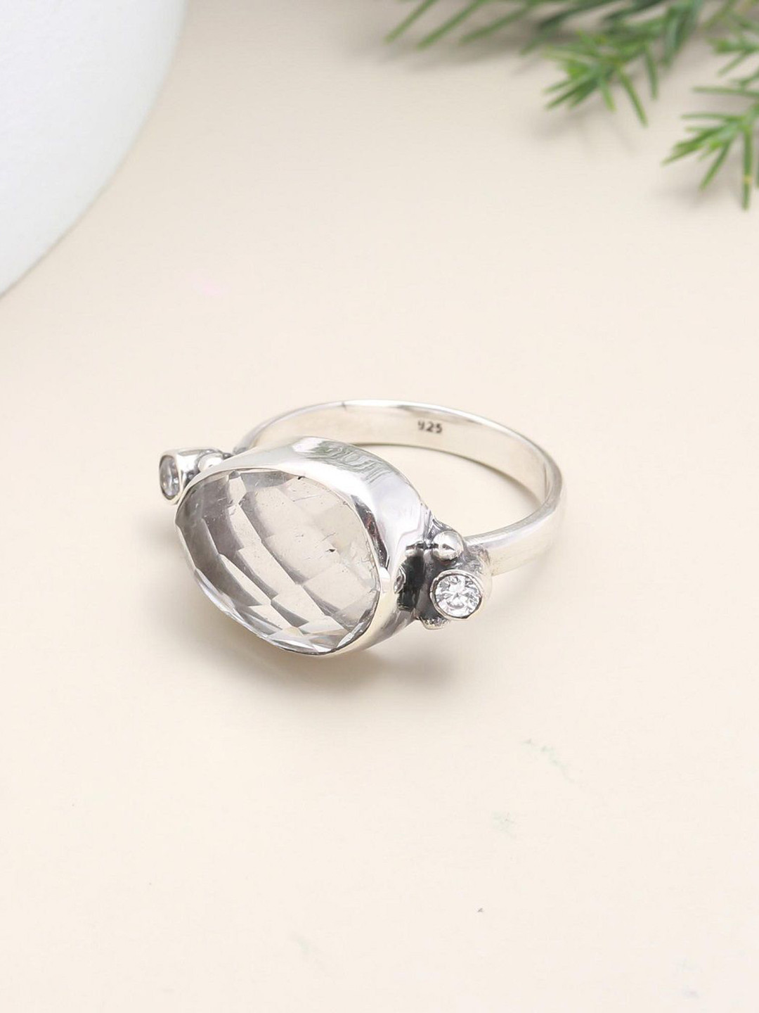 ORO ALMA Crystal Quartz & Cubic Zirconia Silver Ring