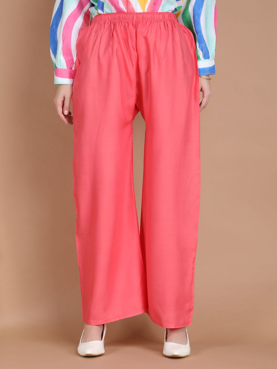 MICHAEL KOVLIN Women Solid Slip-On Straight Palazzos