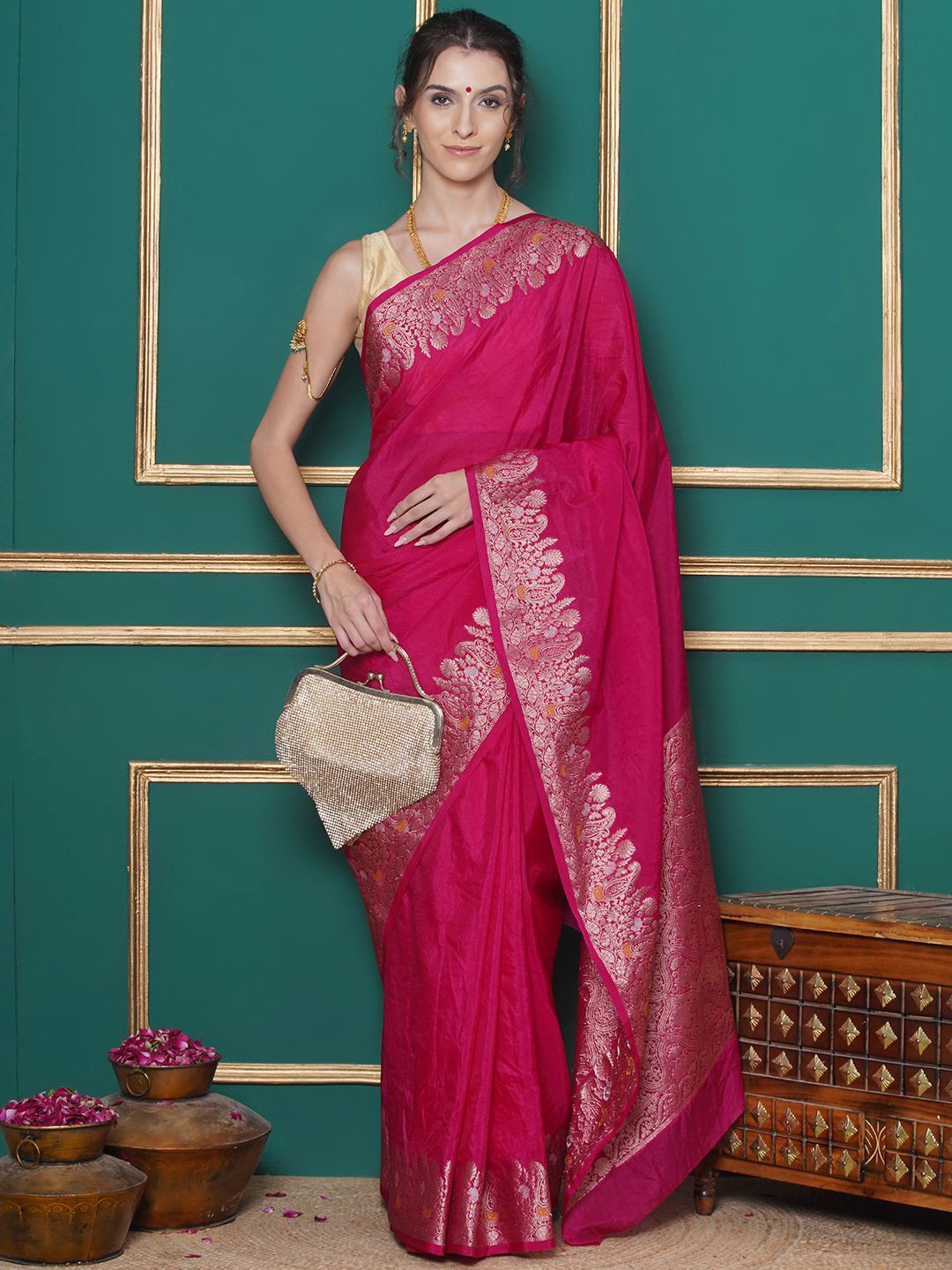 LABEL KASHI Zari Art Silk Banarasi Saree