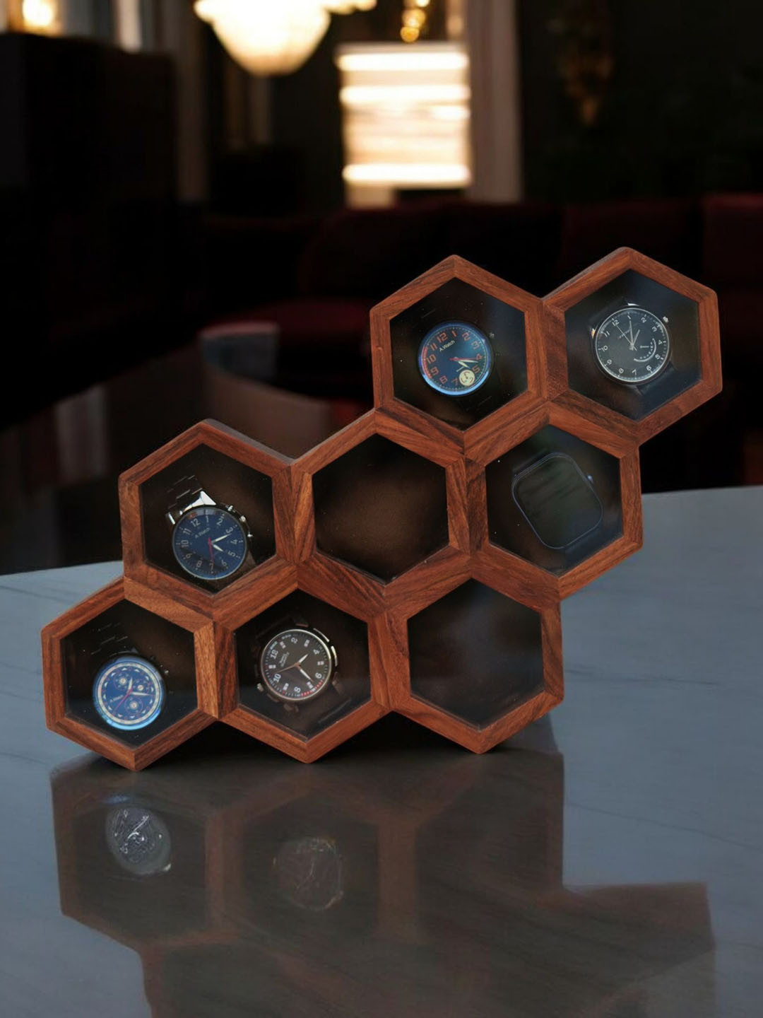 Creation India Craft Brown 8 Slots Wooden Watch Organiser