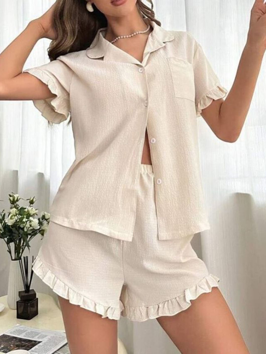 DressBerry Women Solid Shirt Short  Night suit