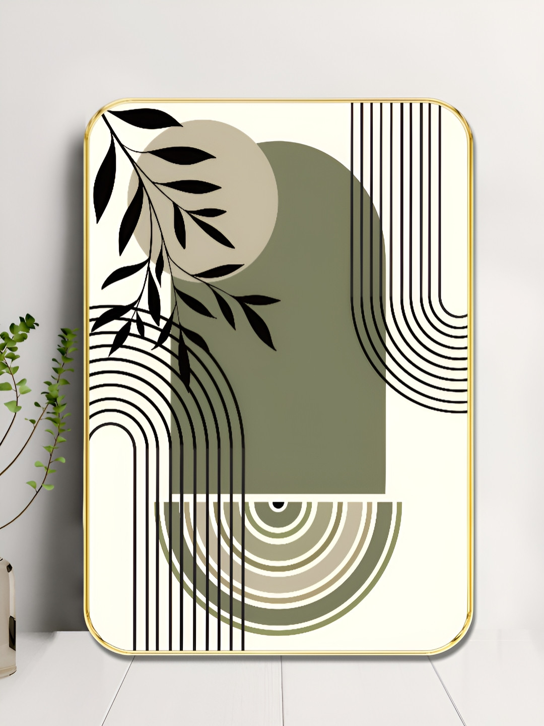 Myntra Elegant Homes White & Green Floral & Botanical Printed Wooden Wall Art
