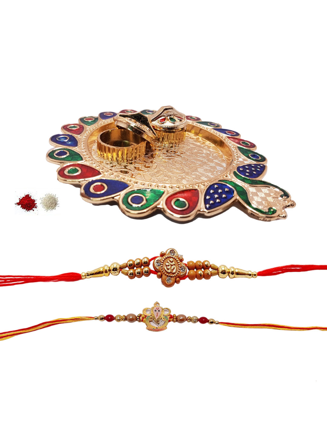 V.R.ENTERPRISES Set Of 5 Thread Rakhi With Plate