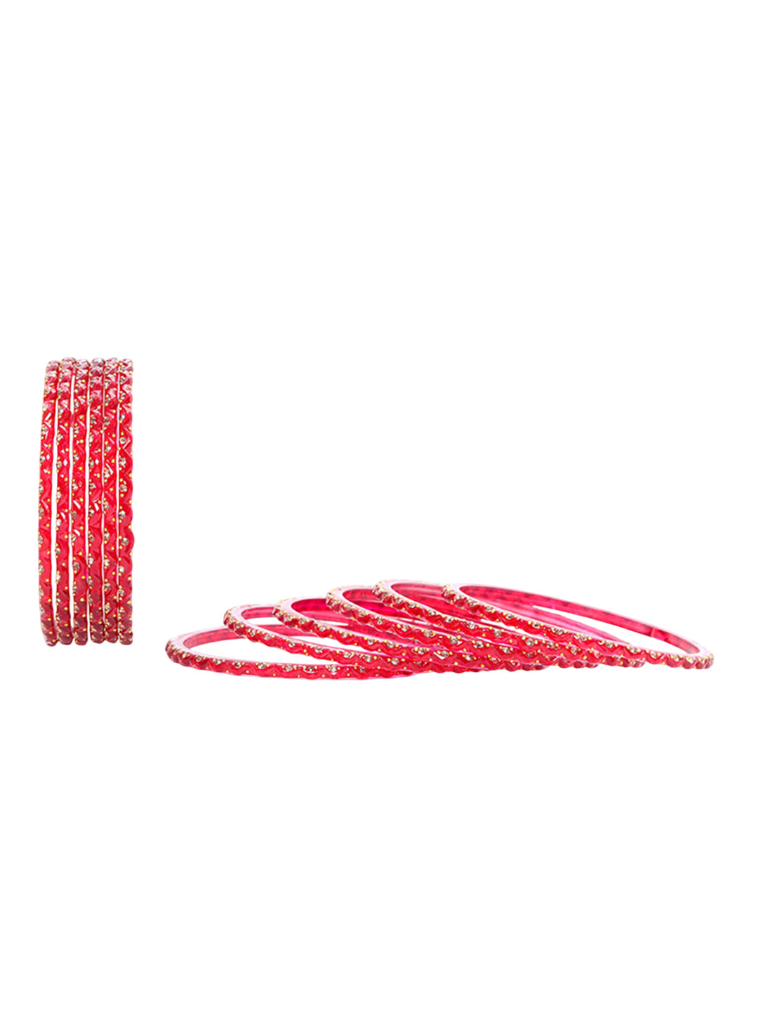 KOTTIAR CREATIONS Set Of 12 Glass Crystal Stone Studded & Beaded Bangles