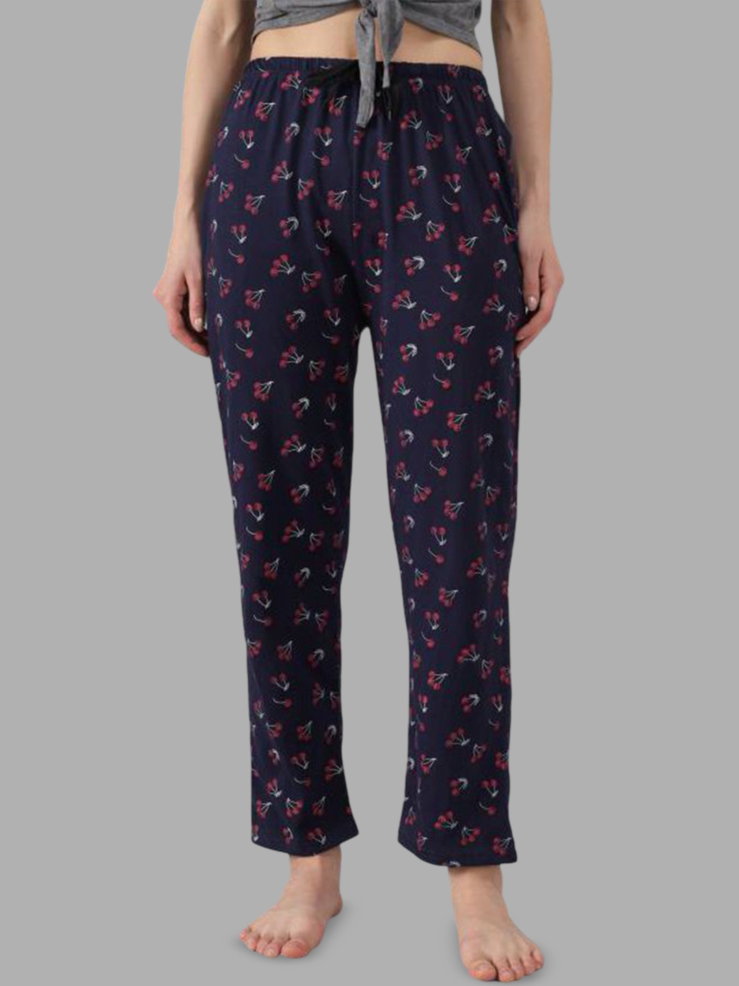 FIT N FAME Printed Cotton Mid-Rise Lounge Pant