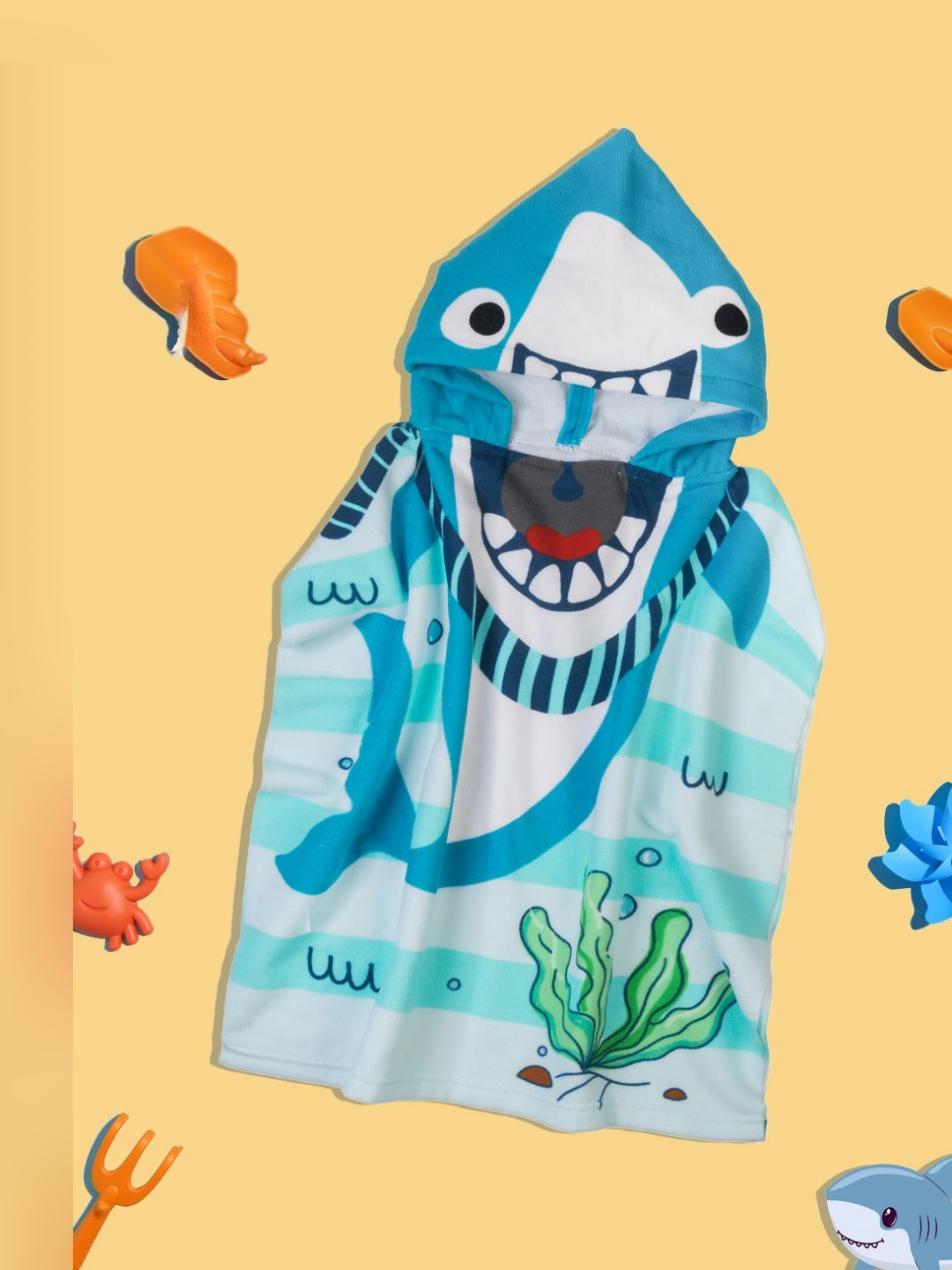 Yellow Bee Blue & White 1 Printed Other 250 GSM Bath Towel