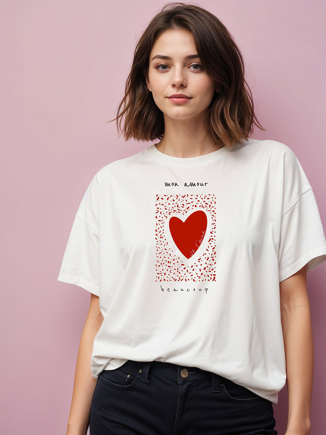 SMARTEES Women Printed Drop-Shoulder Cotton T-shirt